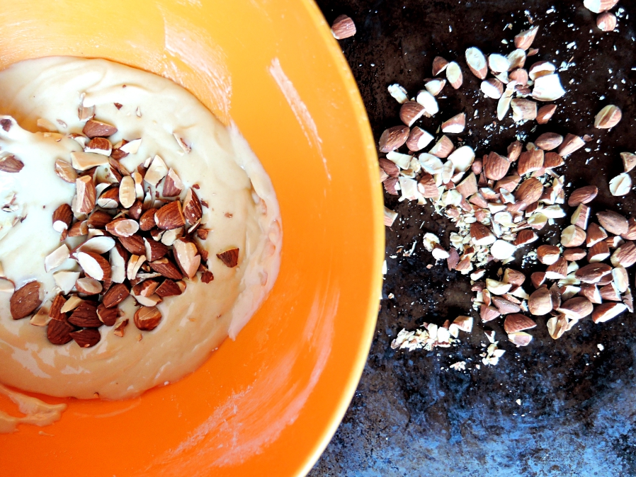 mixing almonds