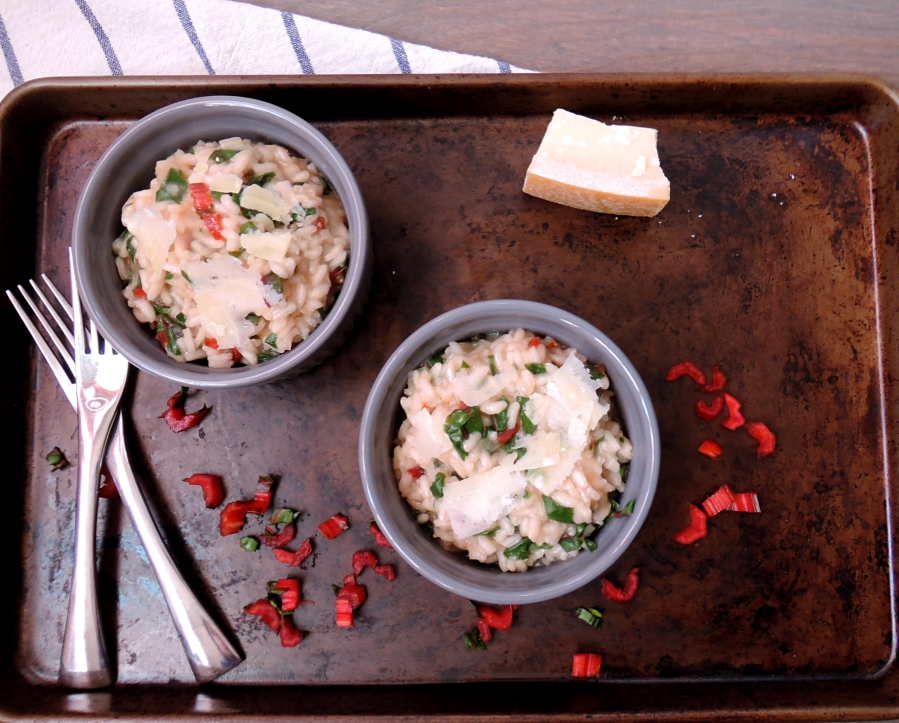 red chard risotto for two