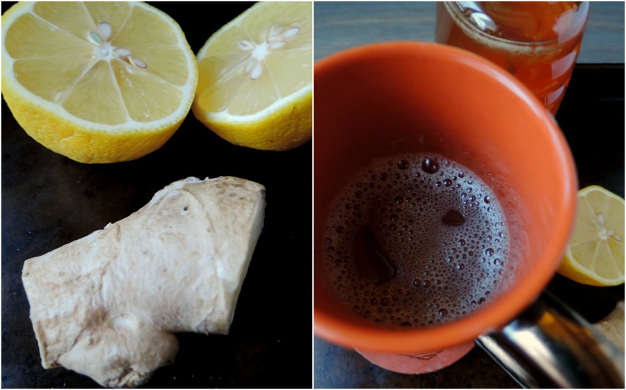 ginger lemon tea remedy.collage