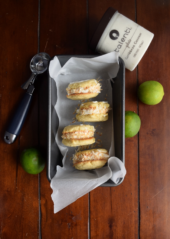 Lime-Coconut Ice Cream Cookie Sandwiches