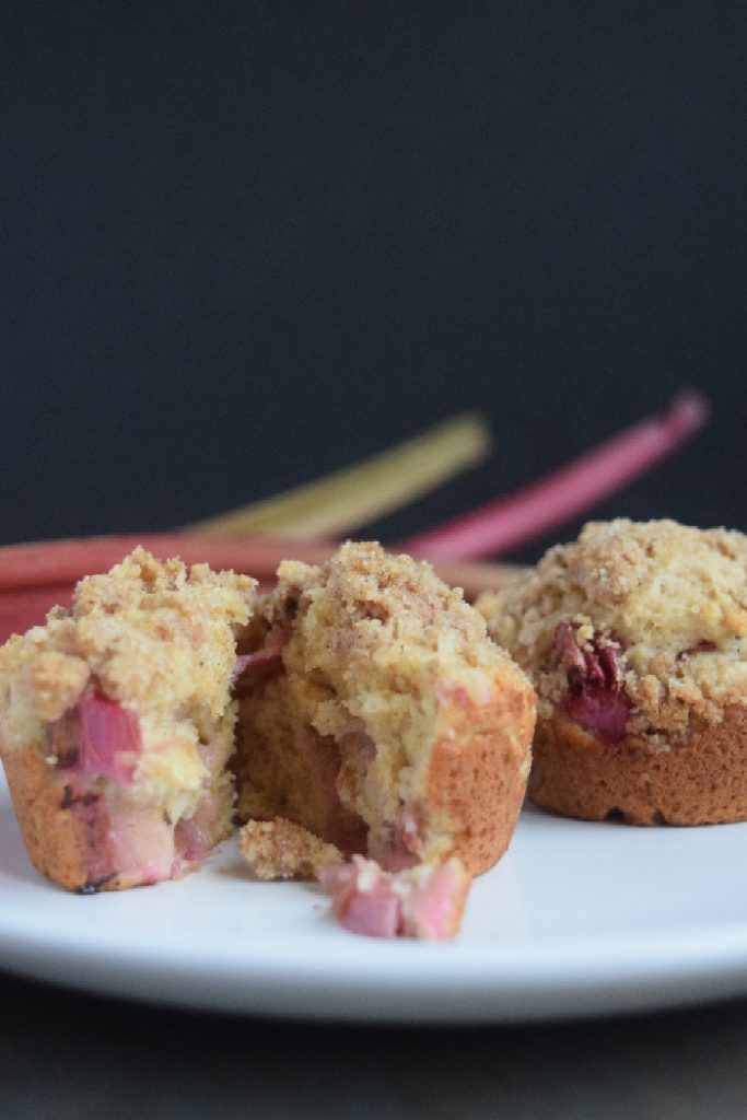 Summer Rhubarb Muffins with Brown Sugar Streusel