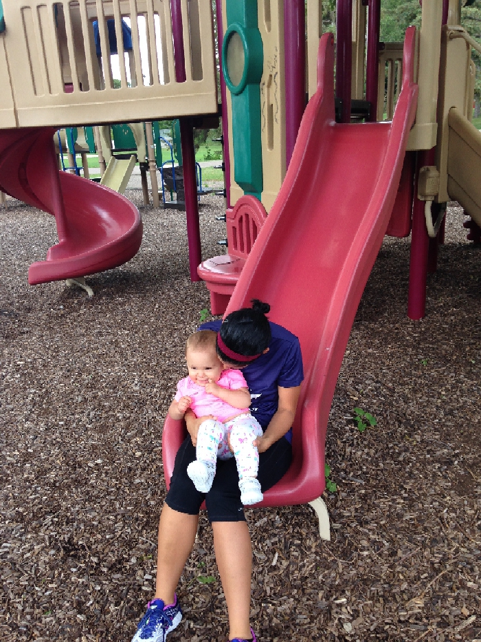 slide with baby