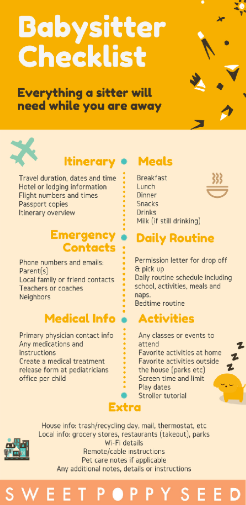 Babysitter Travel Checklist