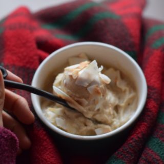 Almond Butter Banana "Ice cream" with coconut flakes
