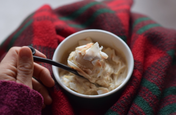Almond Butter Banana Ice cream with coconut flakes