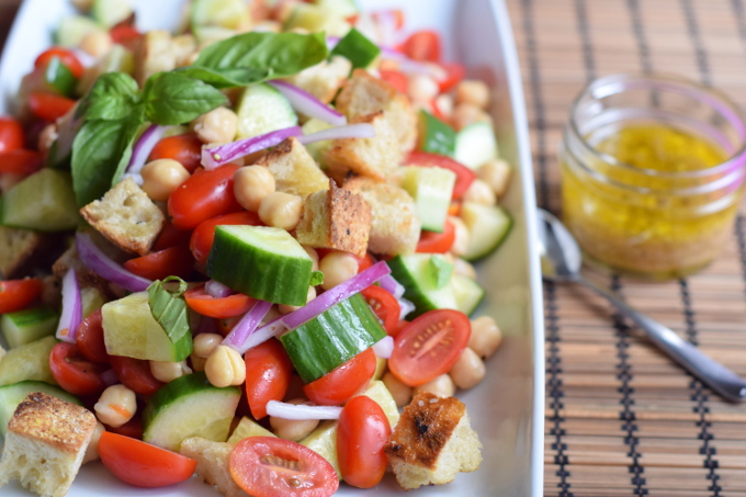 Chickpea Panzanella Salad {a perfect summer side!}