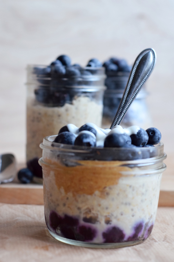 Peanut Butter and Jelly Chia Overnight Oats Parfaits - Sweet Poppy Seed
