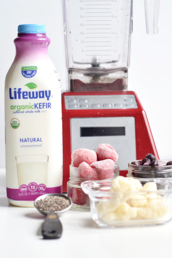 Berry Cauliflower Smoothie and Lifeway Kefir
