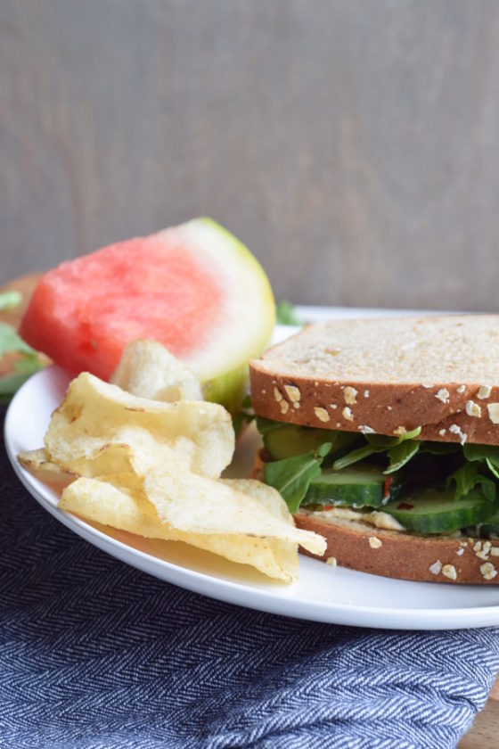5 minute hummus and cucumber lunch sandwich #vegan #glutenfree #dairyfree