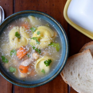 Slow Cooker Tortellini Soup {with leftover Turkey or Vegetarian version}