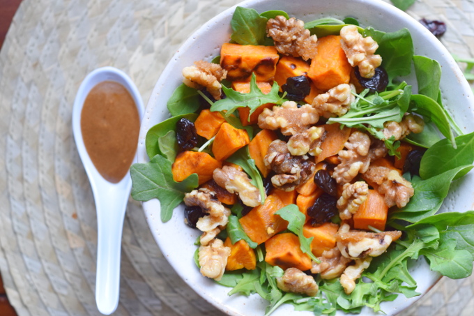 Winter Sweet Potato Salad with Candied Walnuts